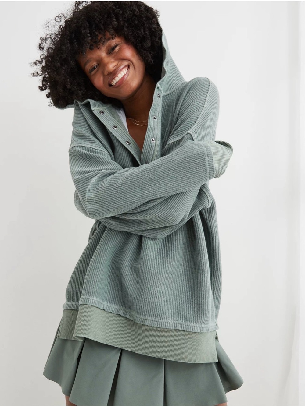 Aerie Textured Henley Hoodie - Size Small